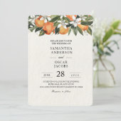 Invitation Aquarelle moderne orange et fleurs (Debout devant)