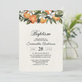 Invitation Aquarelle moderne orange et fleurs (Debout devant)