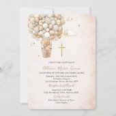 Invitation Aquarelle moderne Ours en peluche Baptême (Devant)