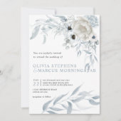 Invitation Aquarelle moderne Pale Dusty Bleu Floral (Devant)