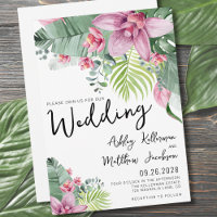 Aquarelle moderne Palm Floral Tropical Mariage