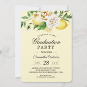 Invitation Aquarelle moderne Pastel Citrons jaunes & Feuille (Devant)