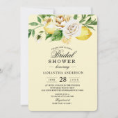 Invitation Aquarelle moderne Pastel Citrons jaunes & Feuille (Devant)