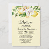 Invitation Aquarelle moderne Pastel Citrons jaunes & Feuille (Devant)