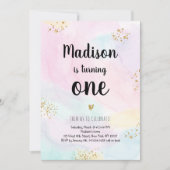 Invitation Aquarelle moderne Pastel Rainbow Anniversaire (Devant)