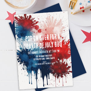 Invitation Aquarelle moderne Patriotique 4 juillet barbecue