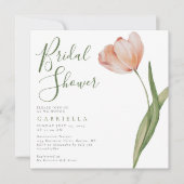 Invitation Aquarelle moderne Peach Tulip Fête des mariées ver (Devant)