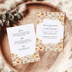 Invitation Aquarelle moderne Peony Floral Tout en un Mariage