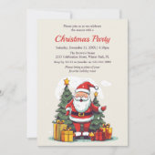 Invitation Aquarelle moderne Père Noël Noël (Devant)