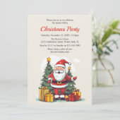 Invitation Aquarelle moderne Père Noël Noël (Debout devant)