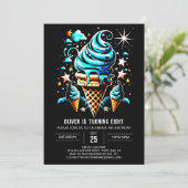 Invitation Aquarelle Moderne Personnalisé Garçon Crème de gla (Debout devant)