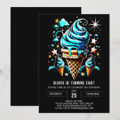 Invitation Aquarelle Moderne Personnalisé Garçon Crème de gla (Devant / Derrière)