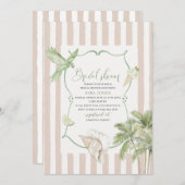 Invitation Aquarelle moderne Plage tropicale Palm Serenity Sa (Devant / Derrière)