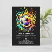 Invitation Aquarelle moderne pour enfants de soccer Anniversa (Debout devant)