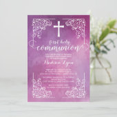 Invitation Aquarelle moderne Première communion sainte Invita (Debout devant)