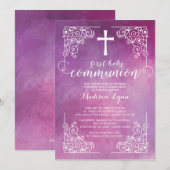 Invitation Aquarelle moderne Première communion sainte Invita (Devant / Derrière)