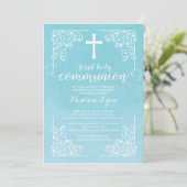 Invitation Aquarelle moderne Première communion sainte Invita (Debout devant)