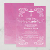 Invitation Aquarelle moderne Première communion sainte Invita (Devant / Derrière)