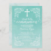Invitation Aquarelle moderne Première communion sainte Invita (Devant / Derrière)
