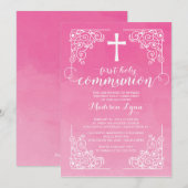 Invitation Aquarelle moderne Première communion sainte Invita (Devant / Derrière)