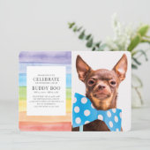 Invitation Aquarelle moderne Rainbow Strips Pet Memorial (Debout devant)