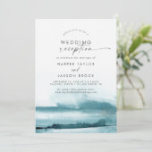 Invitation Aquarelle moderne | Réception de mariage Turquoise (Debout devant)