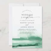Invitation Aquarelle moderne | Réception de mariage verte (Devant)