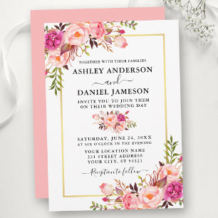 Invitation Aquarelle moderne rose Blush Rose Floral Mariage