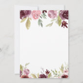 Invitation Aquarelle moderne rose Bourgogne Mariage Floral (Dos)
