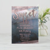 Invitation Aquarelle moderne Rose or & bleu doux 16 Partie (Debout devant)