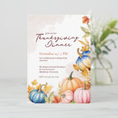 Invitation Aquarelle moderne rose orange Citrouille Thanksgiv (Debout devant)