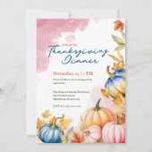 Invitation Aquarelle moderne rose orange Citrouille Thanksgiv (Devant)