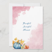 Invitation Aquarelle moderne rose orange Citrouille Thanksgiv (Dos)
