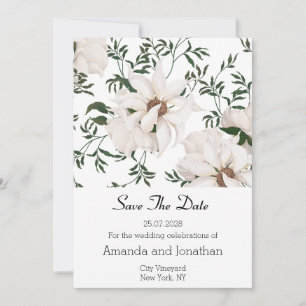 Invitation Aquarelle moderne Roses blanches Enregistrer la ca
