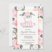 Invitation Aquarelle moderne Roses roses roses Douces 16 (Devant)