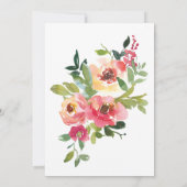 Invitation Aquarelle moderne Rouge rose Floral Couples Douche (Dos)