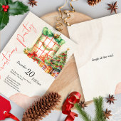 Invitation Aquarelle moderne Rouge Vert mignon fête de Noël