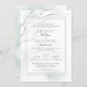 Invitation Aquarelle moderne Sage Vert