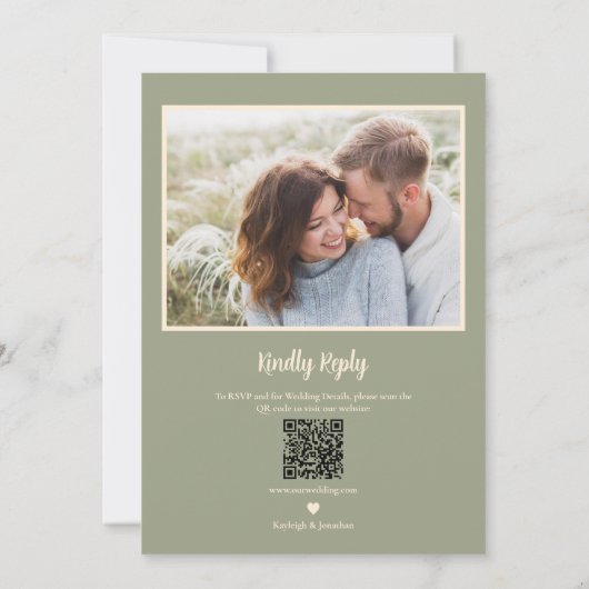 Invitation Aquarelle moderne Sage Vert Mariage Floral (Dos)