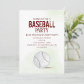 Invitation Aquarelle moderne simple Birthday Baseball Cute (Debout devant)