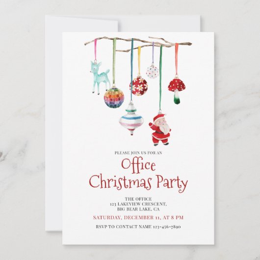 Invitation Aquarelle moderne simple Bureau Noël (Devant)