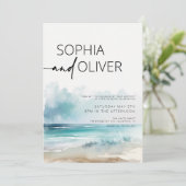 Invitation Aquarelle moderne simple Mariage côtier (Debout devant)