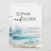 Invitation Aquarelle moderne simple Mariage côtier (Devant / Derrière)