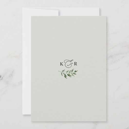 Invitation Aquarelle moderne simple Mariage vert (Dos)