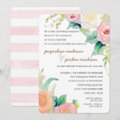 Invitation Aquarelle moderne simple Roses floraux corail rose (Devant / Derrière)