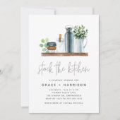 Invitation Aquarelle moderne Stock La Cuisine Couples Douche (Devant)