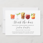 Invitation Aquarelle moderne Stock Le Bar | Douche Couples (Devant)