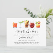 Invitation Aquarelle moderne Stock Le Bar | Douche Couples (Debout devant)