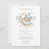 Invitation Aquarelle moderne Teddy Bear Baby shower bleu (Devant)
