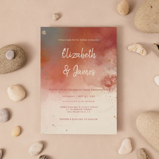 Invitation Aquarelle moderne Terracotta Desert Boho Mariage